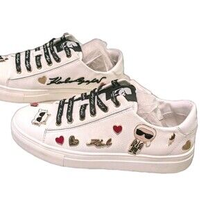 Karl Lagerfeld Paris 8.5 Sneakers Cate Pins Women's Designer Shoes Embellished